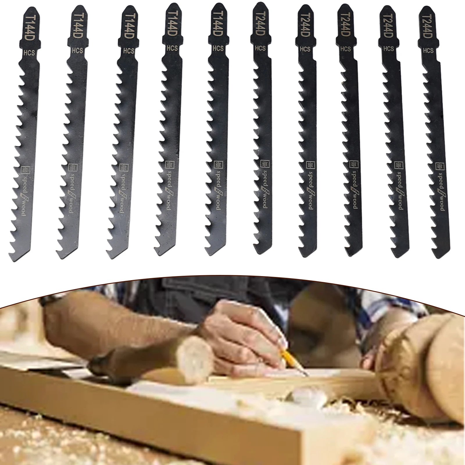 Jig Saw Blades HCS Assorted Saw Blade With T-shank Fast Cut Down Jigsaw Blades Woodworking Blades Hand Tool T144DT244D