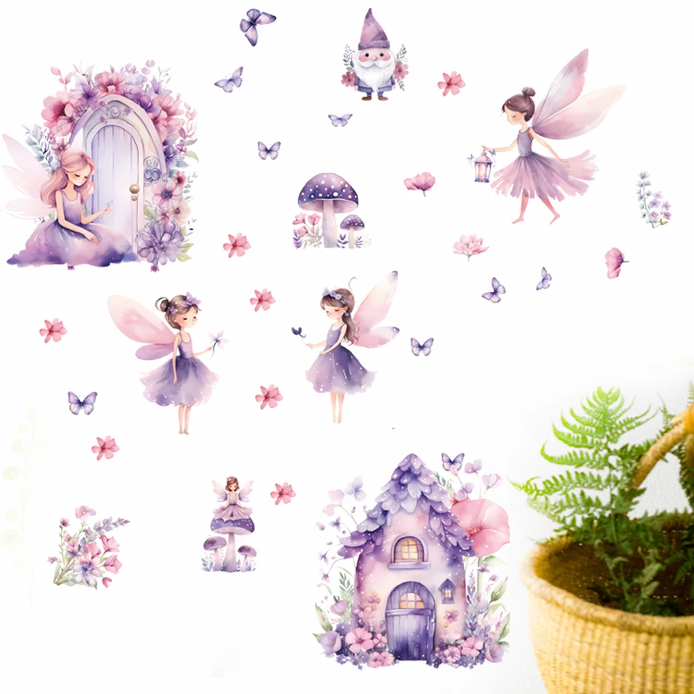 3D Cartoon Elf Princess Mushroom House Wall Sticker For Kids Room Children Bedroom Computer Decoration Wall decals Poster Mural