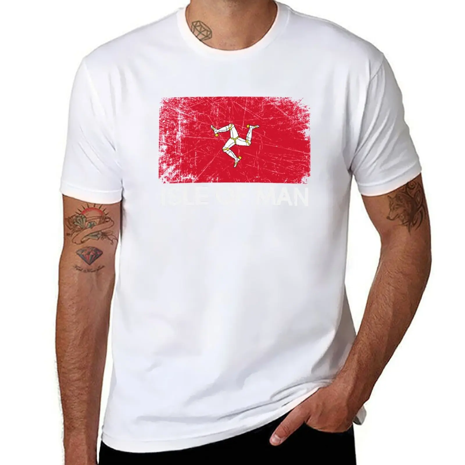 Made Flag Gift | of Design In Vintage Isle Man Manx T-Shirt Simple Trendy Casual T-Shirt