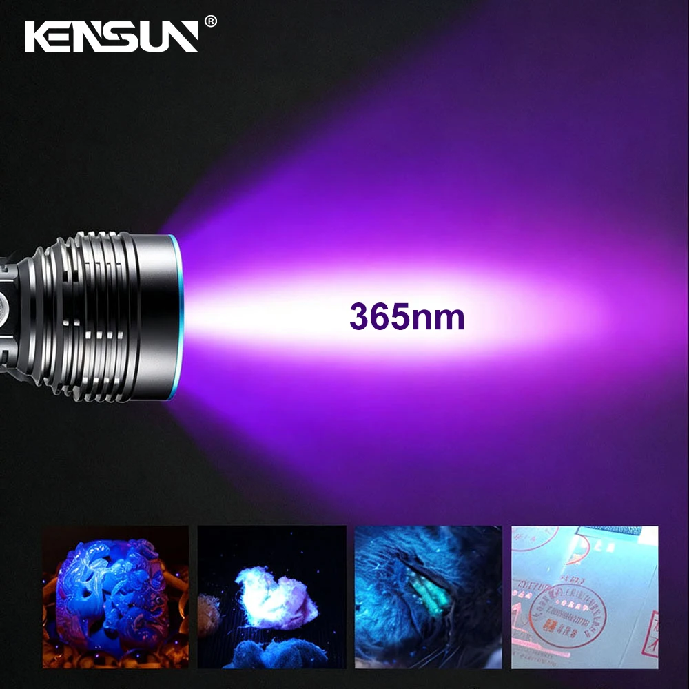 KENSUN Powerful 365nm UV Flashlight Black Light 365nm UV Flashlight, Ultraviolet Black Light for Jade Identification, Pet Urine