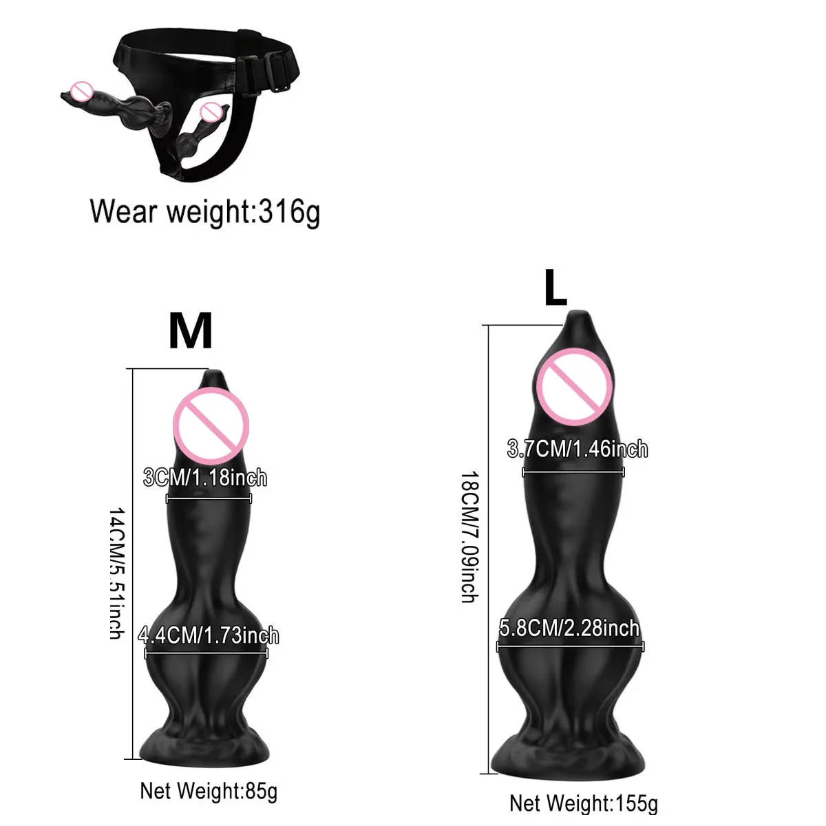 حزام قابل للتعديل مع ملحق قضيب مزدوج للكلاب - حزام سيليكون ناعم للأزواج، اختراق يمكن ارتداؤه بدون استخدام اليدين #3