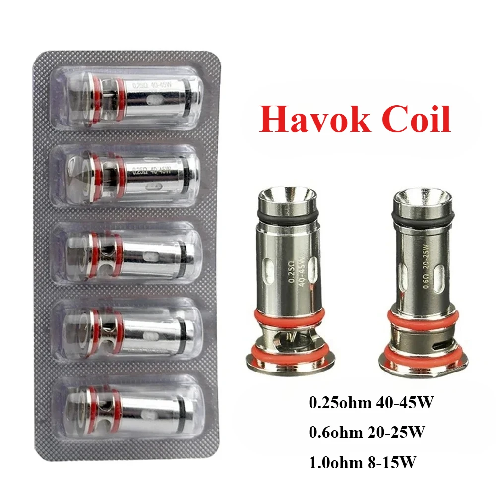 

5 шт./упак. катушка Havok V1 0,25 Ом 0,6 Ом 1,0 Ом MTL RDL катушки головка для системного устройства картриджа Havok V1 Pods