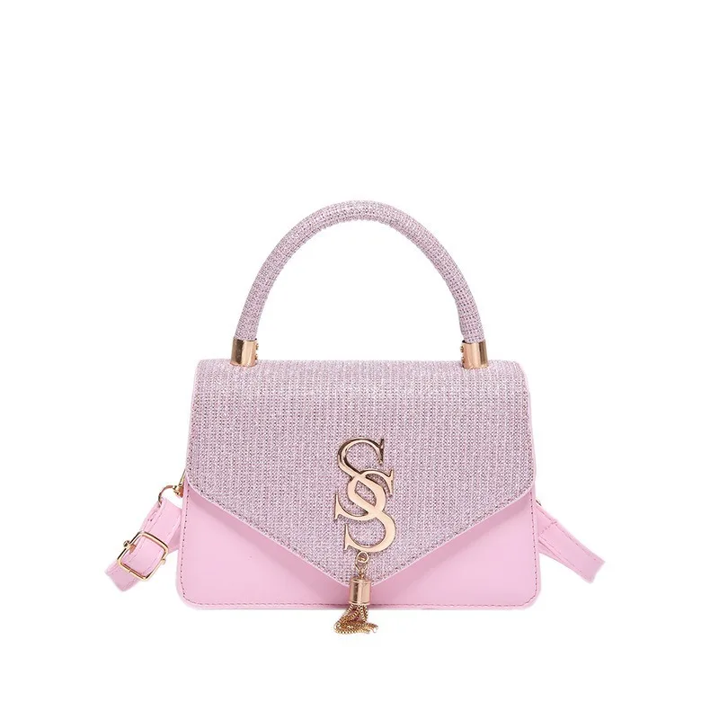 2024 Summer Retro Casual Trend Simple Casual Letter Hardware New Fashion Chain Crossbody Shoulder Bag Women