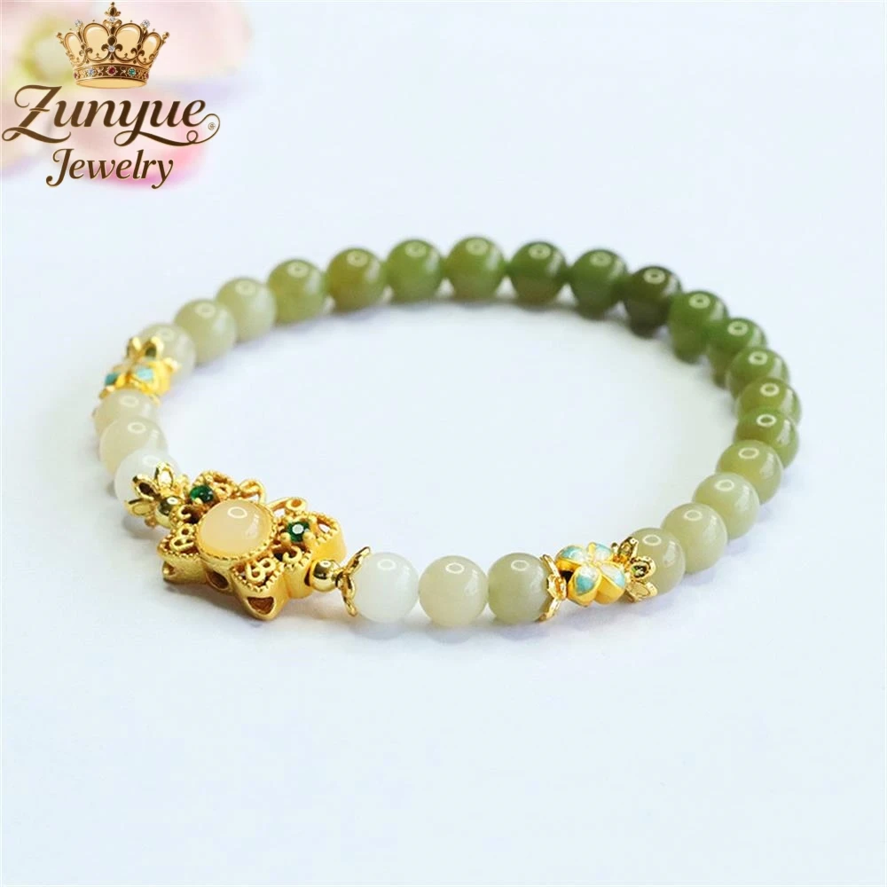 Natural Hetian Jade Gradually Changing Clear Water Jade Bracelet Luxury Quality Fashion Jewelry Exquisite Elegant Charms Popular