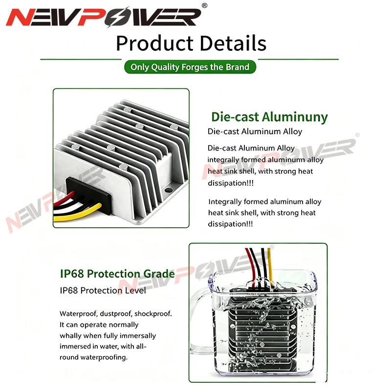 48V to 12V Step down 40v 46v 52v 58v 64v 66v 70v 75v DC DC Buck Converter 1a 2a 3a 4a 5a 6a 8a 10a 12w-120w Power Supply Module