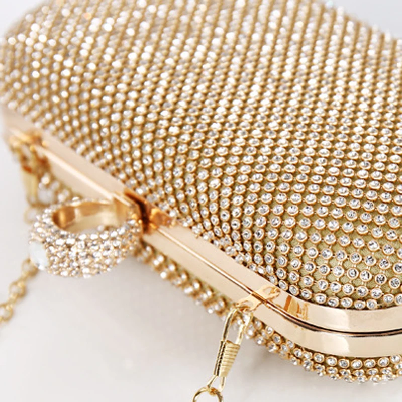 Gold Crossbody Bag Diamond Clutch Evening Purse for Women Designer Luxury Handbags 2023 Trending Brand Shoulder Female Bag