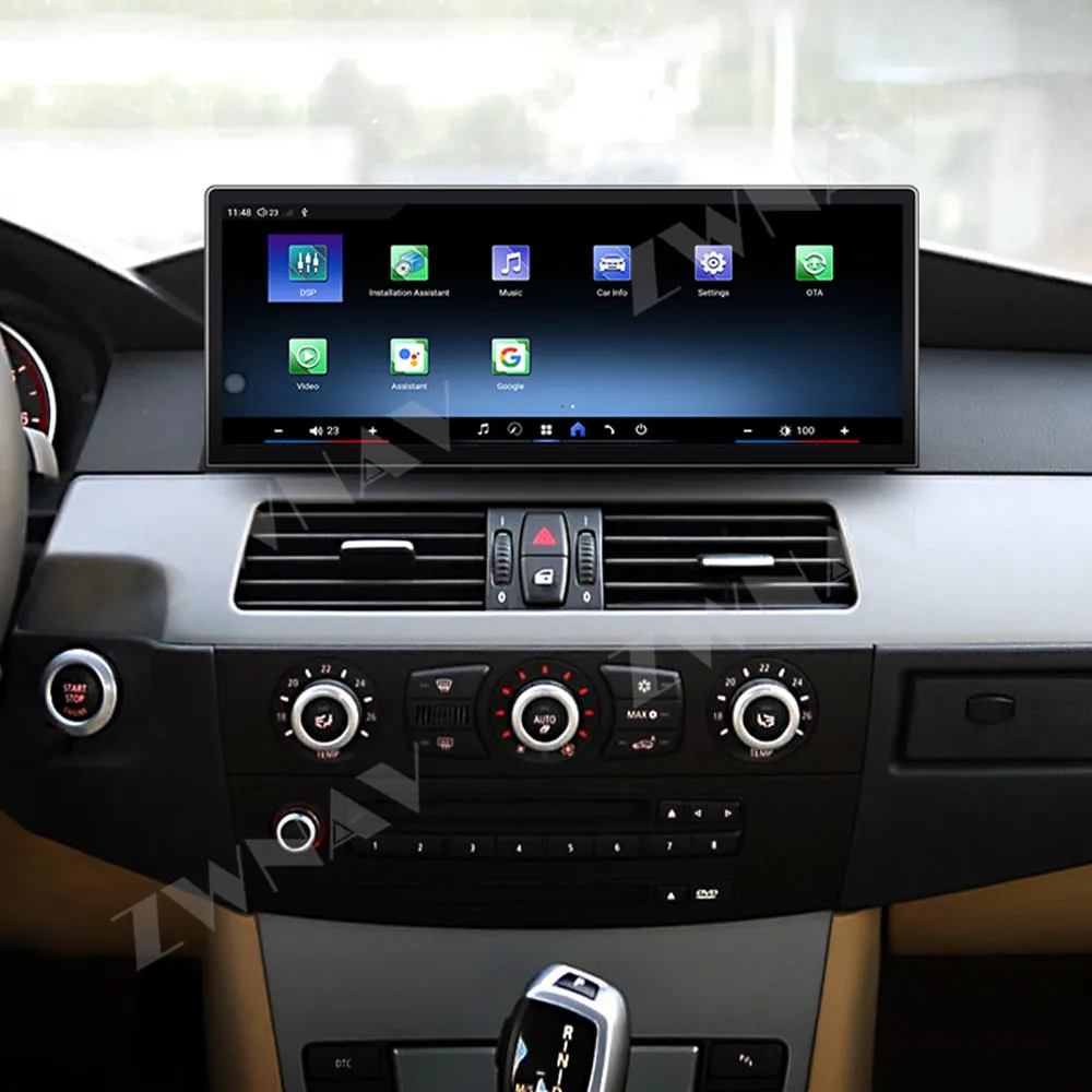 

12,3-дюймовый беспроводной сенсорный экран Carplay для BMW 5 серии E60 2006-2010, Android 14, мультимедийный плеер с GPS-навигацией, авто стерео радио