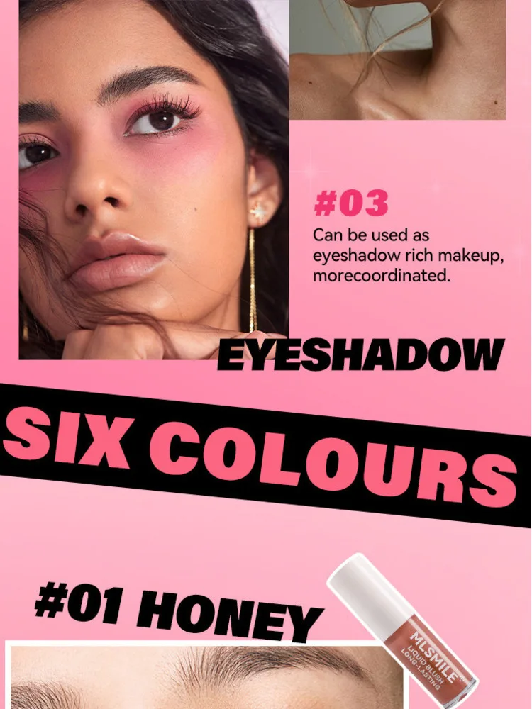 MLSMILE Liquido Schiarente Colore Viso Rouge Trucco 6 Colori Ombretto Contorno Fard Crema Nuovo