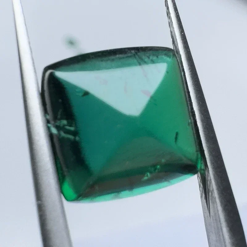 Lab Grown Zambian Emeralds Hydrothermal Square Cushion Smooth Surface with Cracks Inclusions Inside Selectable AGL Certificate