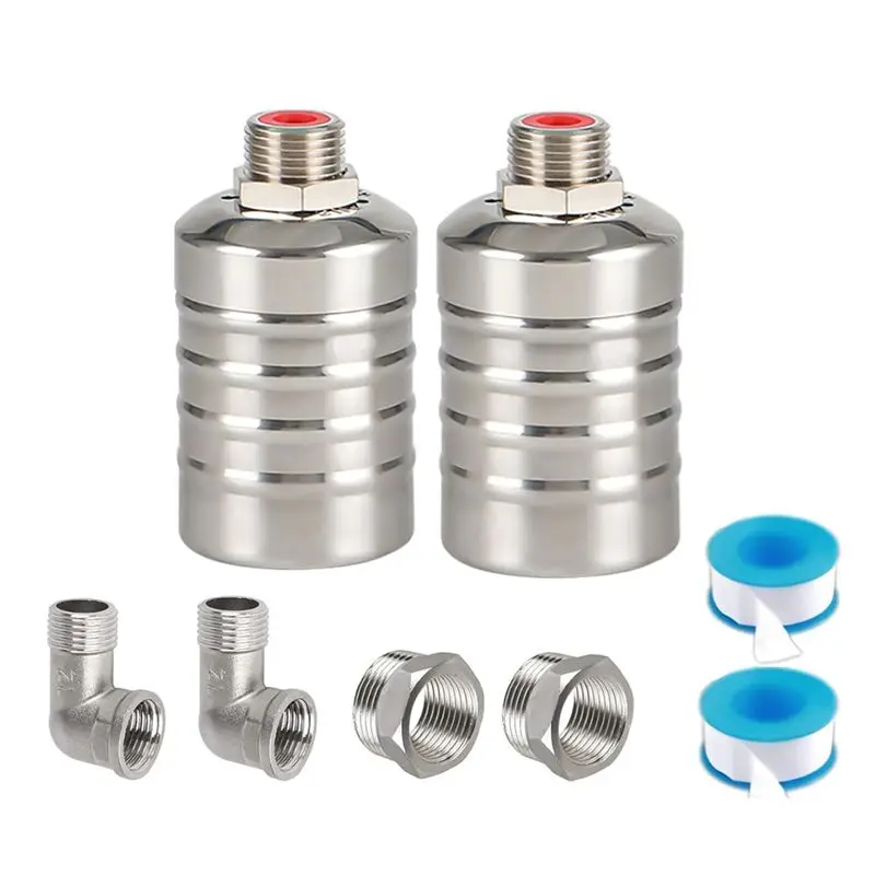 PZHI-2 Pack 1/2Inch 3/4Inch Auto Fill Shut Off Water Tank Float Valve, 304 Stainless Steel Water Level Control Valve