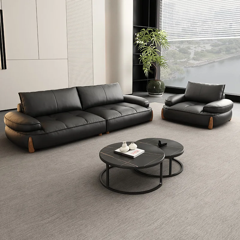 Office negotiation Business reception Rest area Meeting guests Three-person boss Office leather sofa