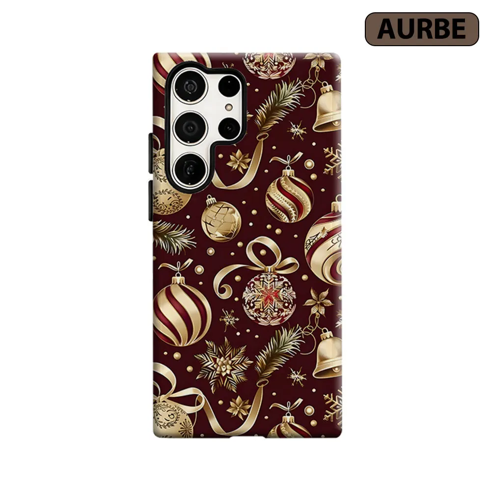Xmas Bauble Ornament Phone Case For Samsung Galaxy S26 S25 S24 S23 Ultra Plus HD Hard Double Layer Film Cover