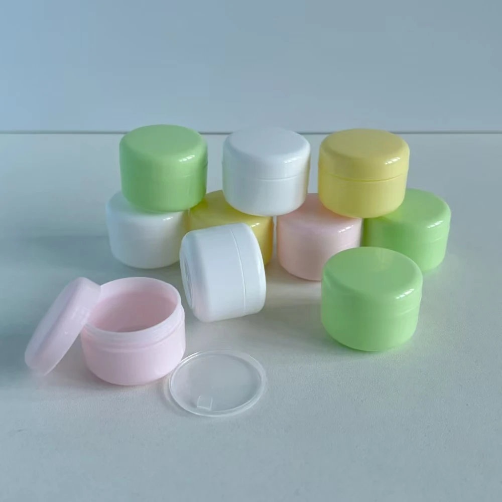 Frasco cosmético de plástico com tampa, 50 peças 10g 30g 50g vazio recarregável recipiente vazio de viagem para creme facial loção lábio esfrega armazenamento