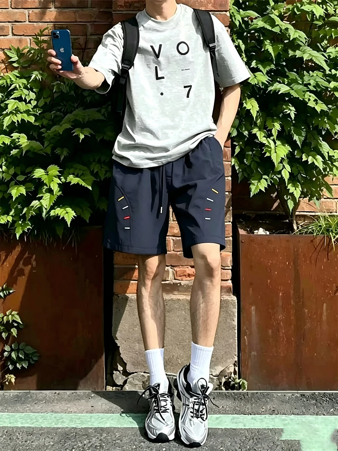 Quick Dry Blue Shorts Men's Summer Cool Feeling Ice Silk Sports Five-Quarter Outdoor Running Casual Mid-Length Shorts