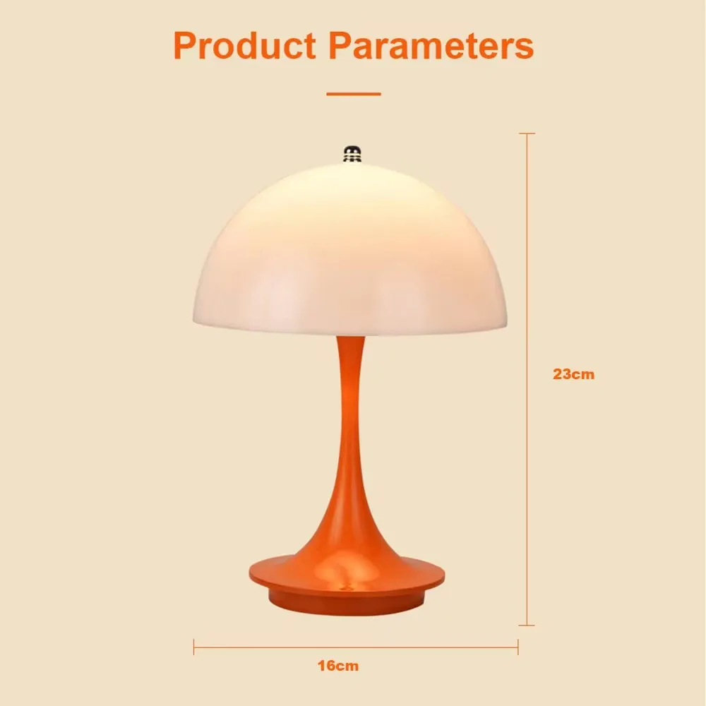 LED Mushroom Small Table Lamp Touch Switch Portable USB Charging Dimmable Flower Bud Lamp Bedroom Bedside Night Light