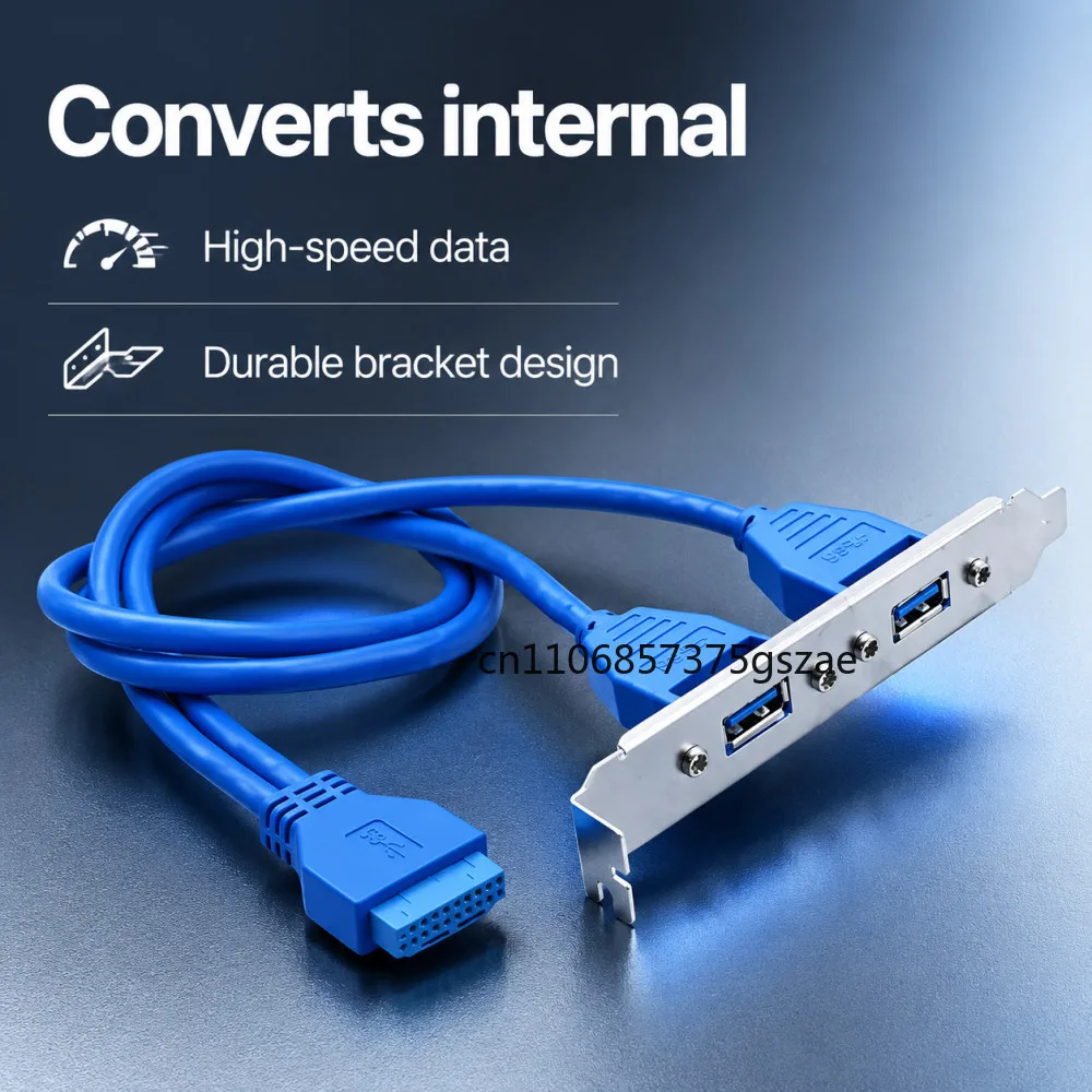Dual USB 3.0 Front Panel Header Adapter - 20-Pin to USB 3.0 Motherboard Bracket Cable for PC
