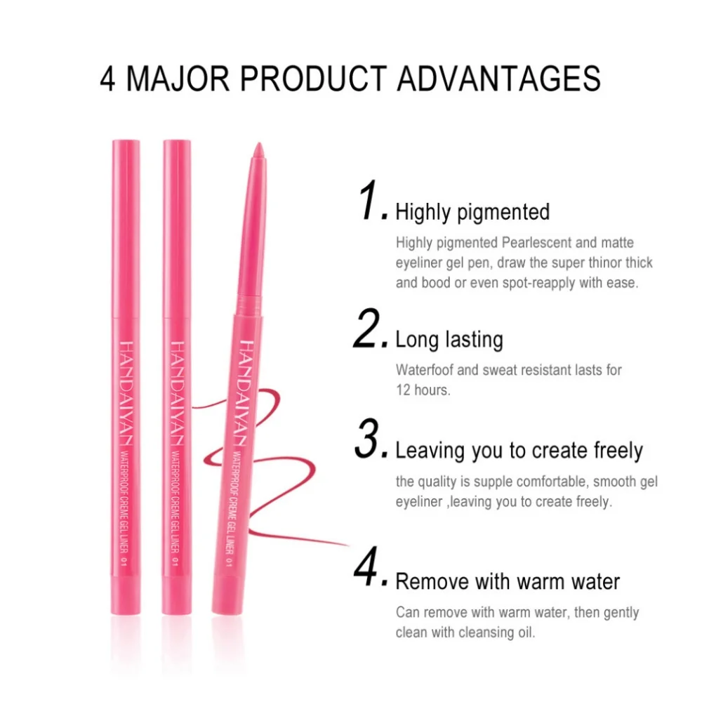 สีสันครีมอายไลเนอร์ดินสอชุดแห้งได้อย่างรวดเร็วกันน้ํา Smooth GEL Cream Liquid Eyeliner Long Lasting Professional อายไลเนอร์