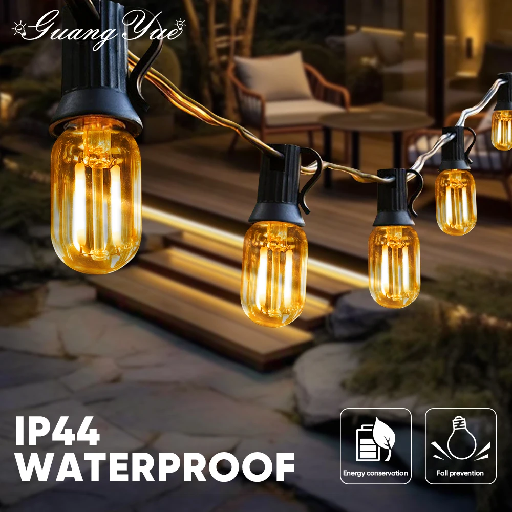 Vintage T22 String Lights E12 Led Amber Bulb 110V 220V Waterproof 2200K Outdoor Indoor Retro Street Garland Light Decoration