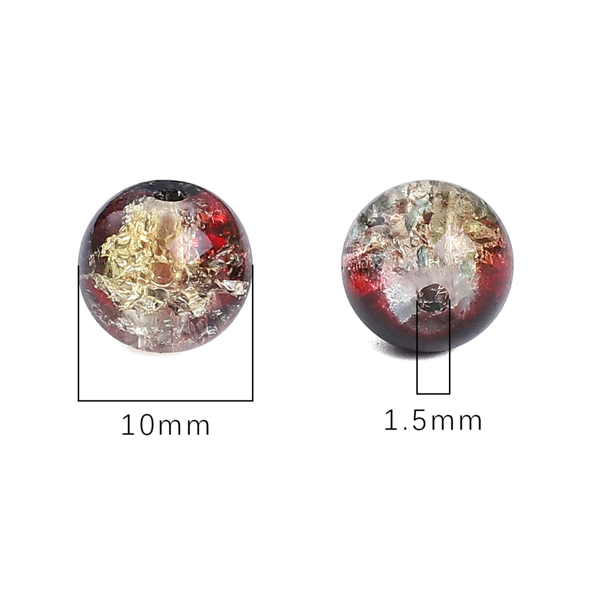 20pcs 10mm Double Color Imitation Crack Glass Beads Round Loose Spacer Beads Pattern for Jewelry Making DIY Bracelet Necklace