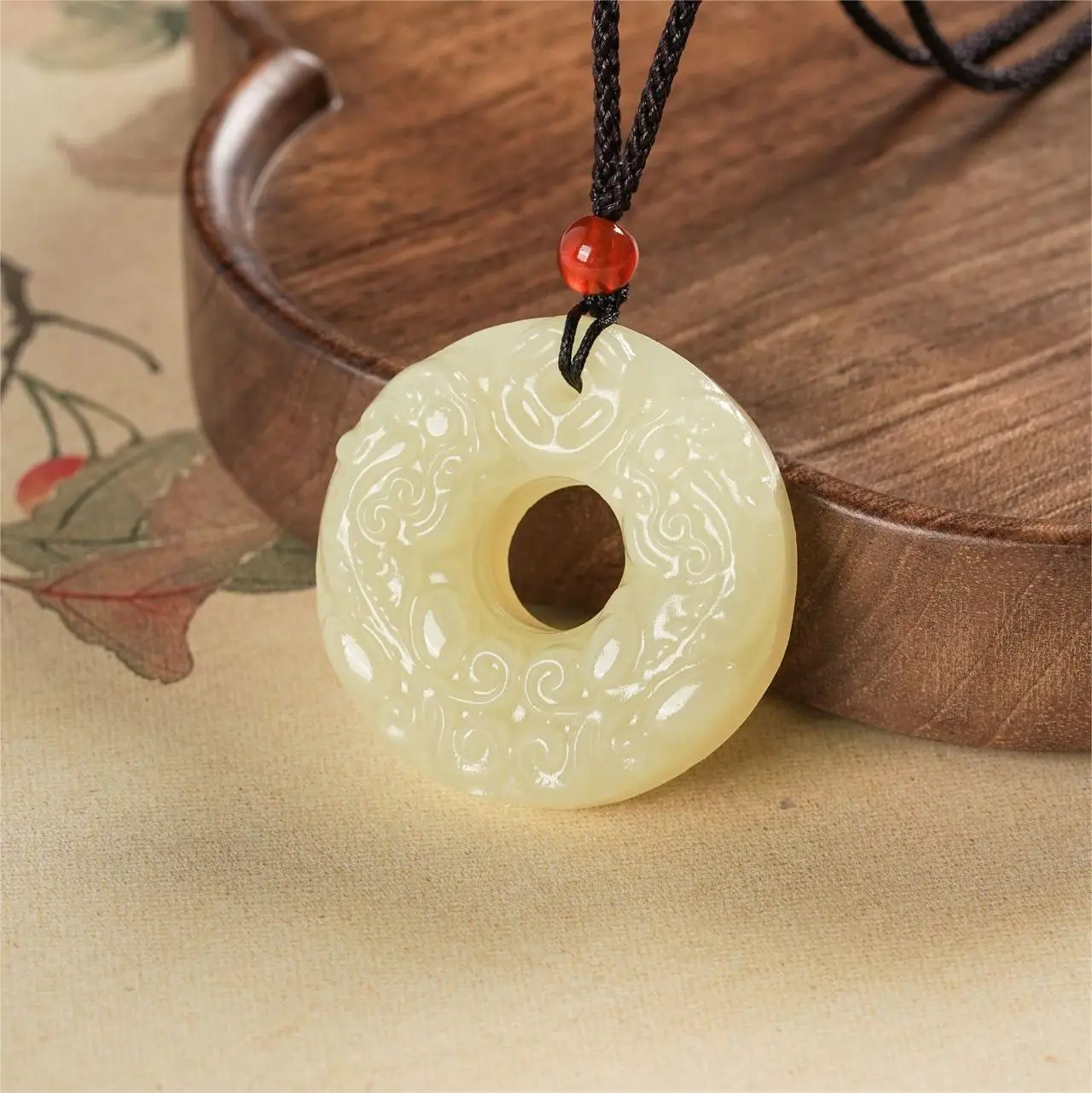 Exquisite jewelry outer cover material white jade Pixiu safety buckle pendant for men and women blue and white jade imitation