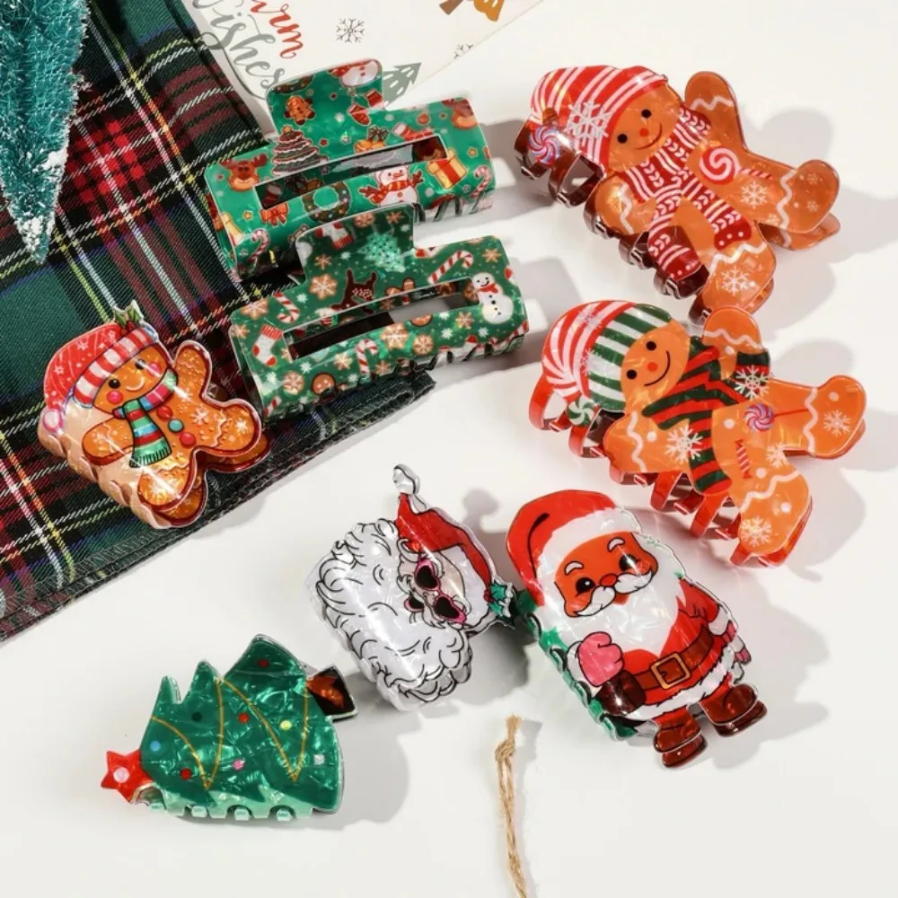 1/2 قطعة الاكريليك عيد الميلاد مشبك شعر مقاطع للنساء ، الزنجبيل رجل تصميم الشعر الفك مقاطع إكسسوارات الشعر هدية عيد دبوس الشعر #2