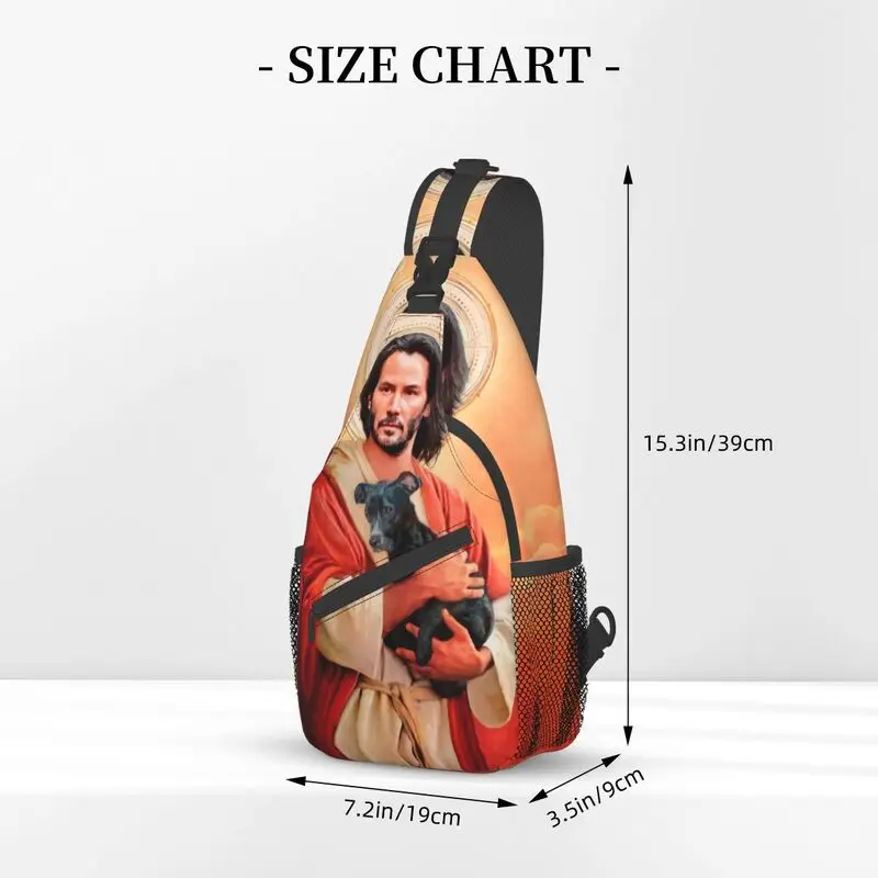 Custom Jesus Saint Meme Keanu Reeves Sling Bag Voor Mannen Cool Schouder Crossbody Borst Rugzak Fietsen Camping Dagrugzak