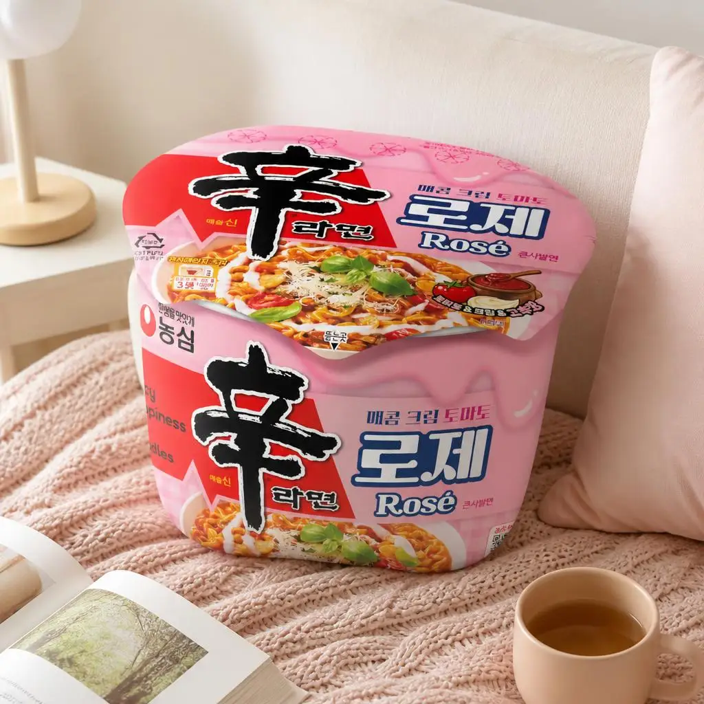 Korean Ramen Noodle Package Throw Pillow Irregular Stuffed Cushion Shin Ramyun Rose Inspired Decorative Pillow Home Decor