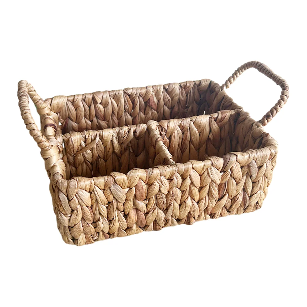 

3 Compartment Rattan Storage Natural Decorative Woven Basket For Storage Bread Basket for Kitchen Home Party Picnic