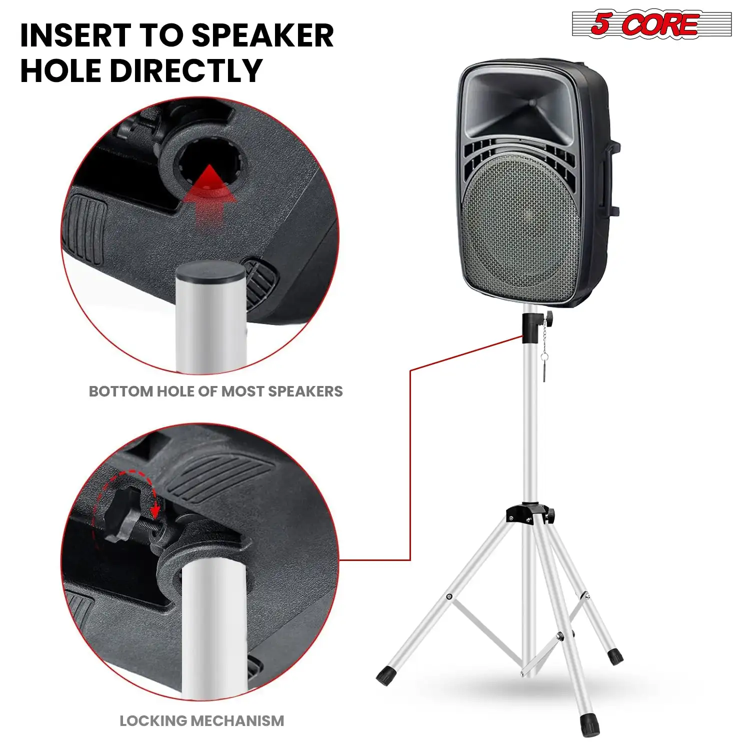Supporto per altoparlante a 5 nuclei 2 supporti per treppiede PA DJ regolabili da 31 a 36 pollici resistenti con asta da 35 mm 132 libbre con borsa