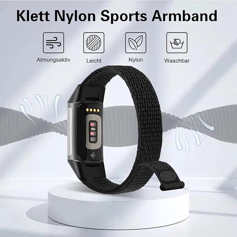 Nylon Strap for Fitbit Charge 5 Smart Watch Sports Nylon Weave Loop Bracelet Wristband Correa Pulsera for fitbit Charge 6 Band