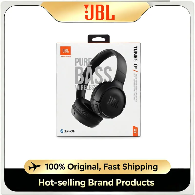 

Оригинальные беспроводные Bluetooth-наушники JBL Tune 510BT с шумоподавлением, глубоким басом и временем работы до 40 часов