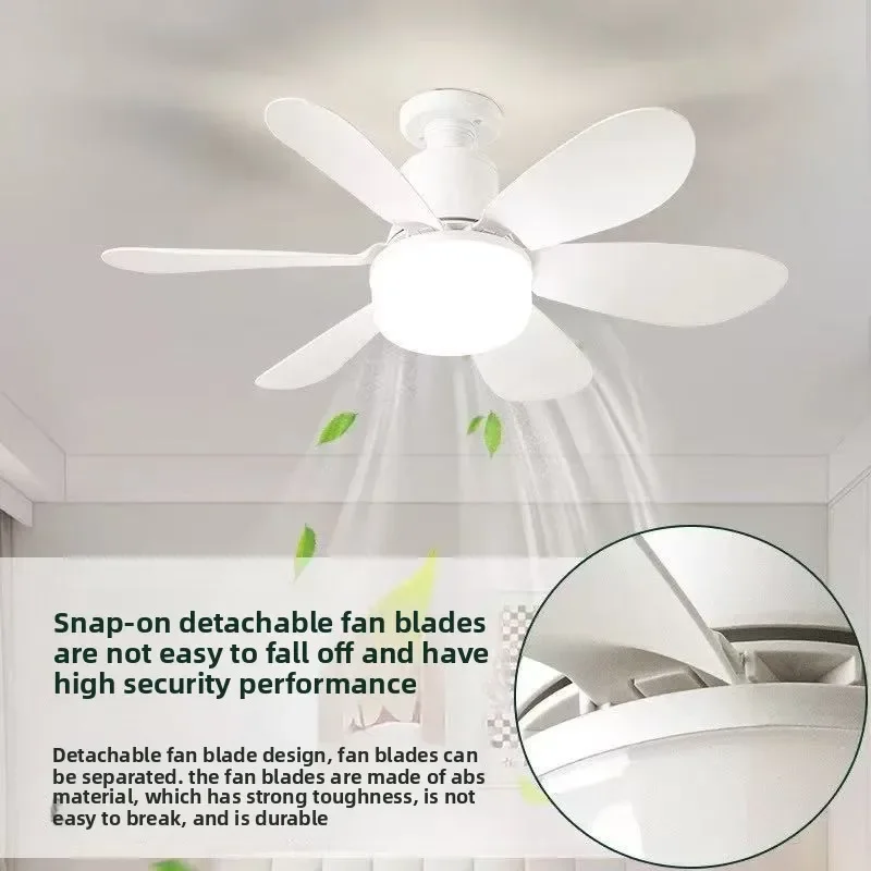 Ceiling Fan with Light E27 Fan Light with Remote Control Super Quiet Socket Ceiling Fan for Bedroom Kitchen Home Lighting