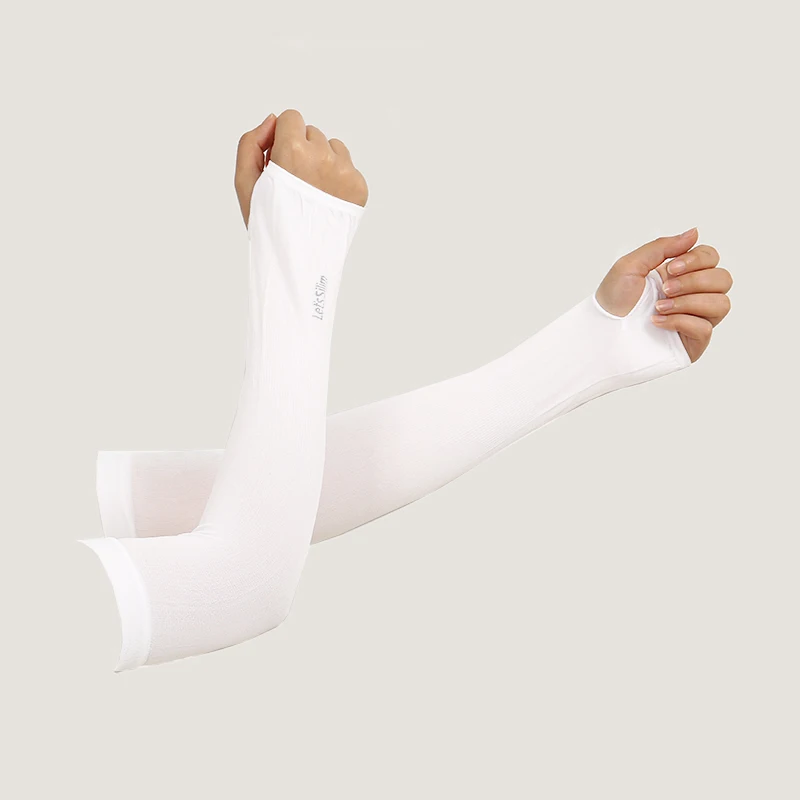 1 paio di maniche per dita estive, ghiacciate, che indossano gomiti ad alta elasticità, primavera, equitazione all'aperto, pesca senza dita, maniche in seta di ghiaccio