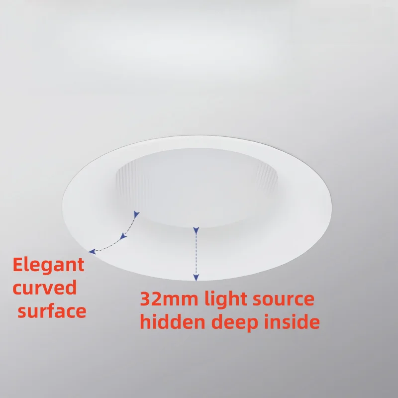 2026 new model Curved ceiling lamp with no frame, embedded into the wall, for deep anti-glare use in living room hallway