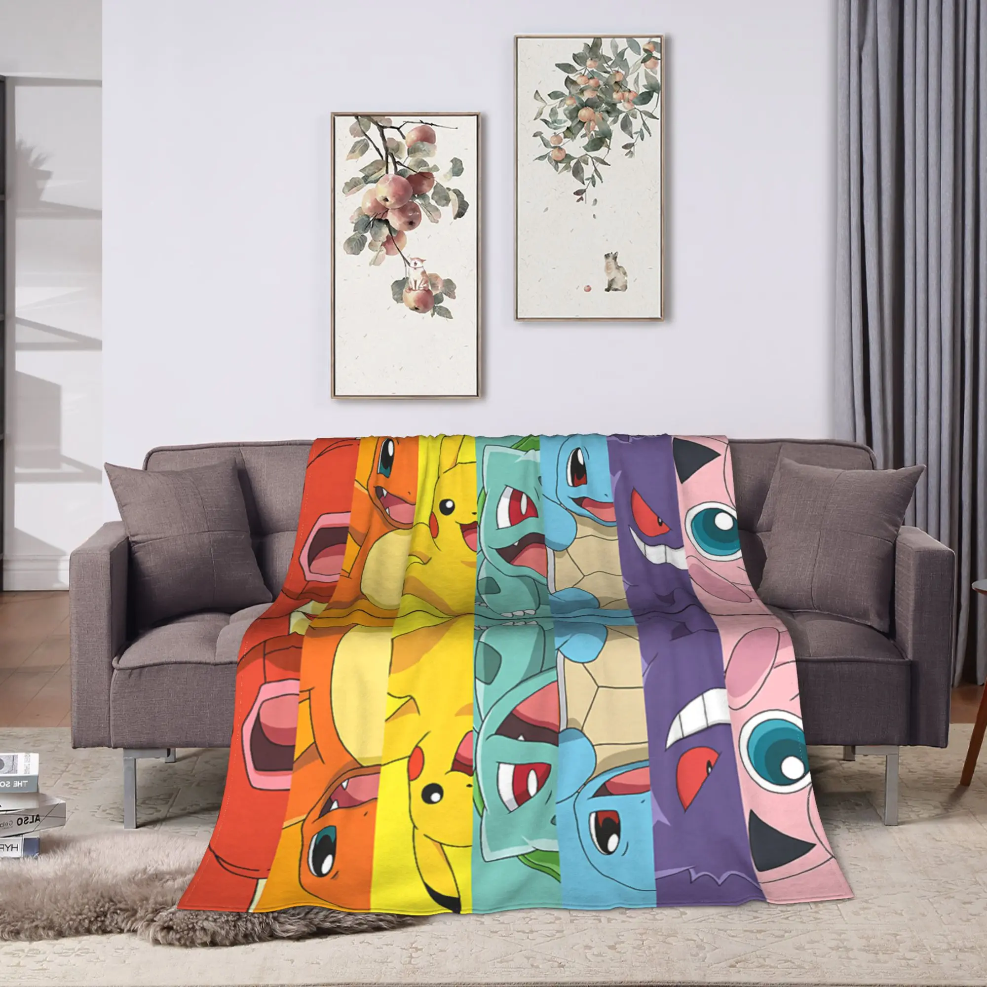 Group Shot Poke Portrait Rainbow Flannel Blanket Spring  Warm Soft Throw Blanket for Boy Girl Bedroom Bedspread Sofa Bed Cover