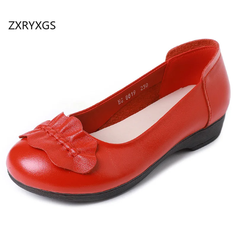 

ZXRYXGS Женская обувь на плоской подошве большого размера из воловьей кожи, новинка 2025, осенняя элегантная модная обувь, удобные туфли на плоской подошве для банкета и свадьбы