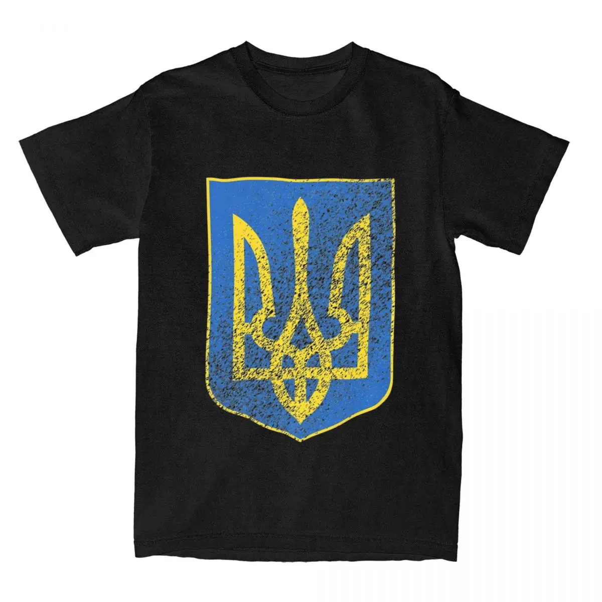 Mens T-Shirt Coat Of Arms Of Ukraine T-Shirts Hipster Ukraine Flag Beach Tees Vintage 100% Cotton Tops Birthday Present