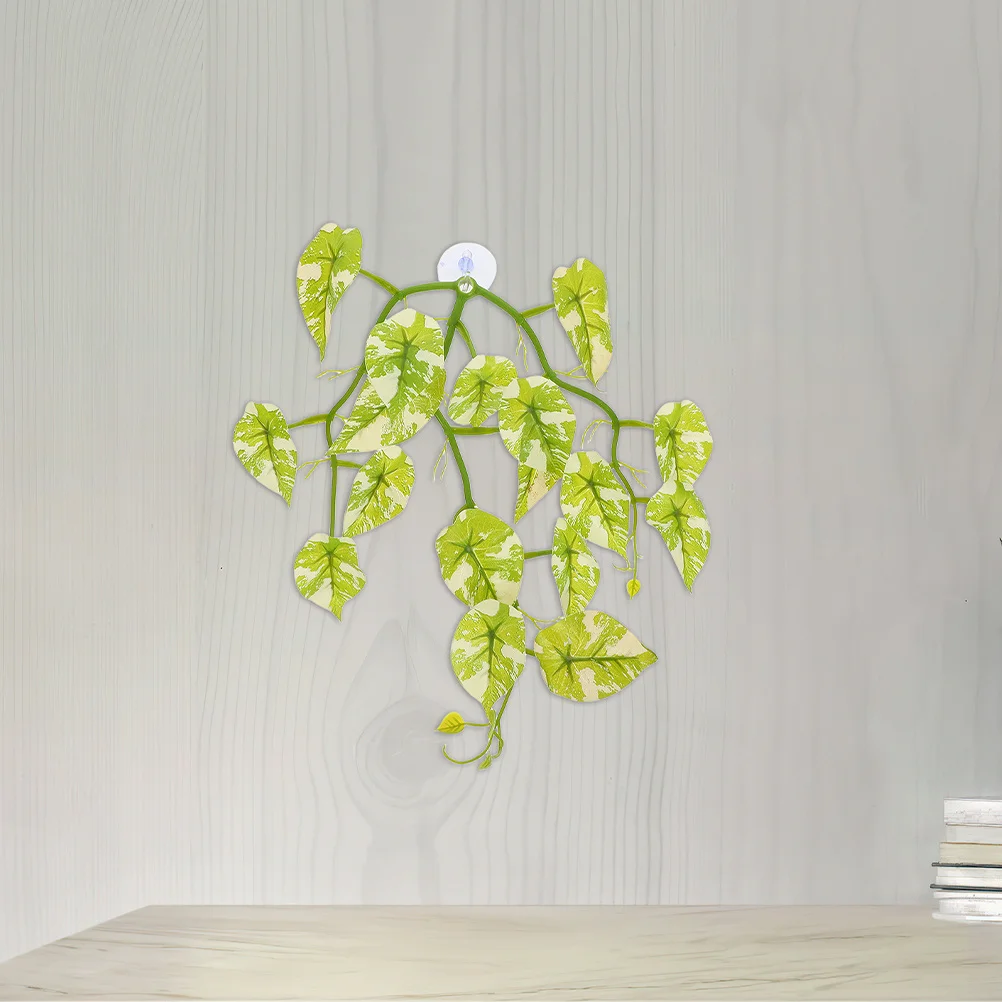 

2pcs Artificial Reptile Tank Plants Hanging Faux Vine Decor For Terrarium Supplies Reptile Habitat Ornaments Wall Fake Plants