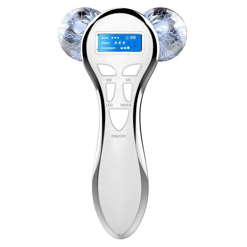 Novo rolo elétrico de massagem facial com micro corrente 4d, rolo de beleza para lifting facial, anti-envelhecimento e remoção de rugas, ferramenta de cuidados faciais