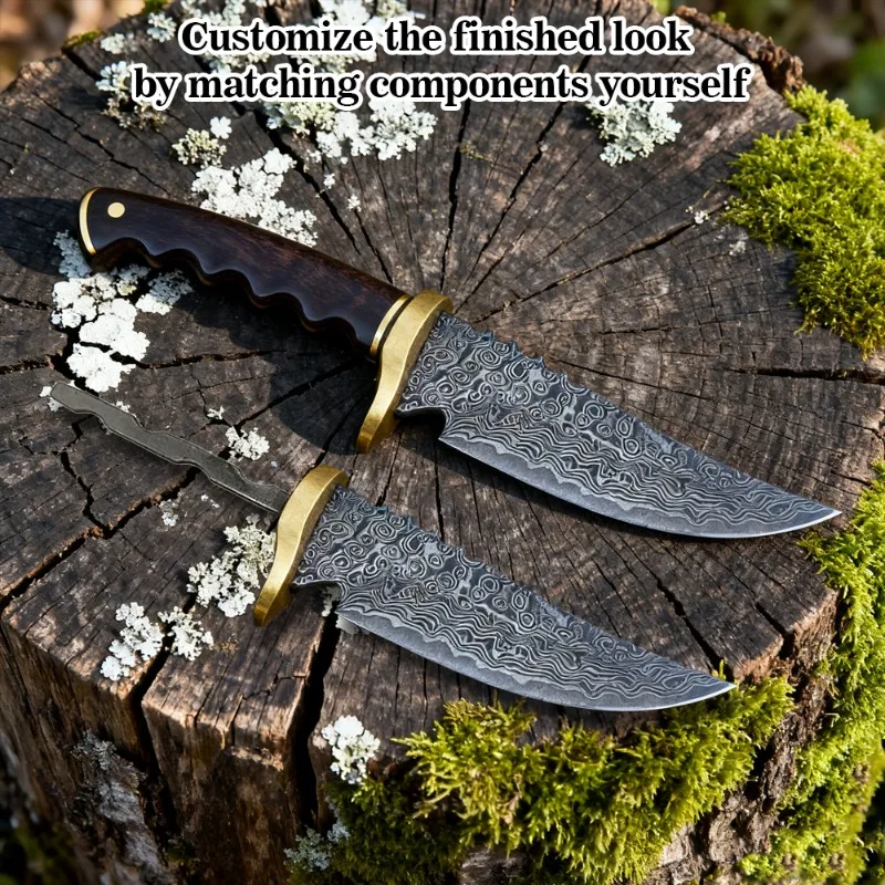 1Pc DIY Unfinished Blade Bar Damascus Steel Fixed Blade Knife Material High Hardness Knife Making Household Accessories
