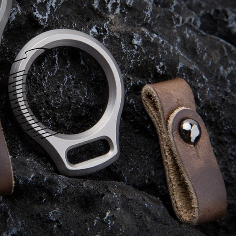 Titanium Alloy Genuine Leather Keychains Men Women Car Key Holder Key Cover Auto Keyring Accessories Gifts