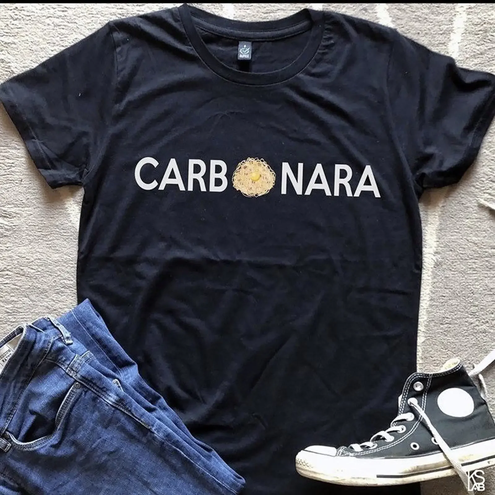 Carbonara Pasta T Shirt Italian Spaghetti Day for Him Her Birthday vintage Washed Casual Top For Everyday Wear graphic Slightly