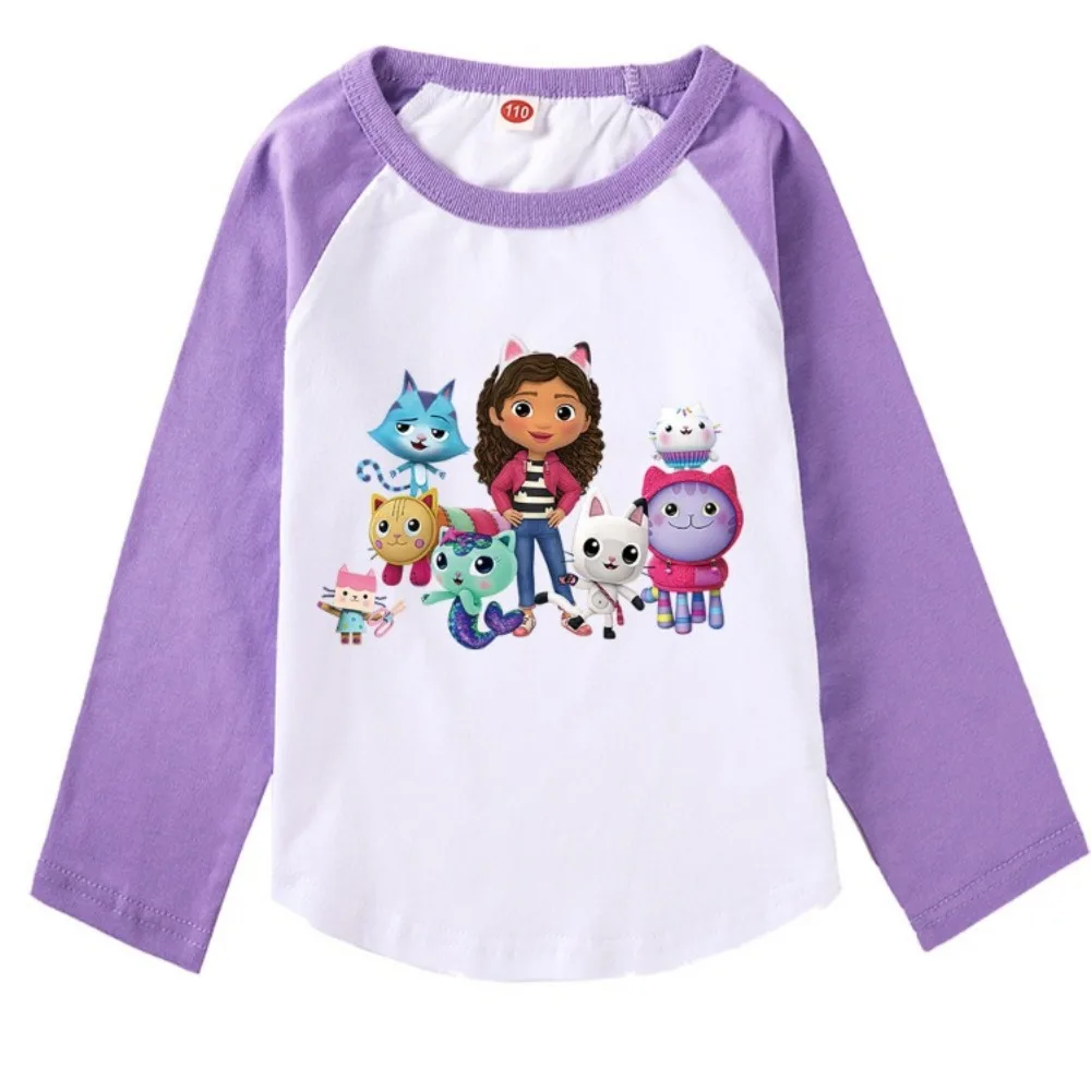 Gabbys Dollhouse T Shirt Kids Cartoon Gaby Chat Clothes Baby Girls Fall Long Sleeve Tops Boys Casual T-shirt Children's Clothing