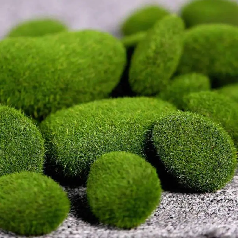 6Pcs Artificial Moss Rocks Simulated Moss Stone Creative Home Garden Lawn Floor Ornament Fake Stone Simulation Plant DIY Decor