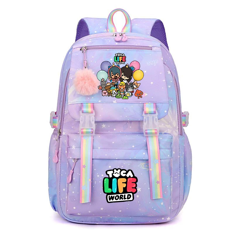 

Toca Life World Print Lightweight Backpack Students Cartoon Schoolbag for Girls Fashion Travel Bookbag Women Laptop Mochlia