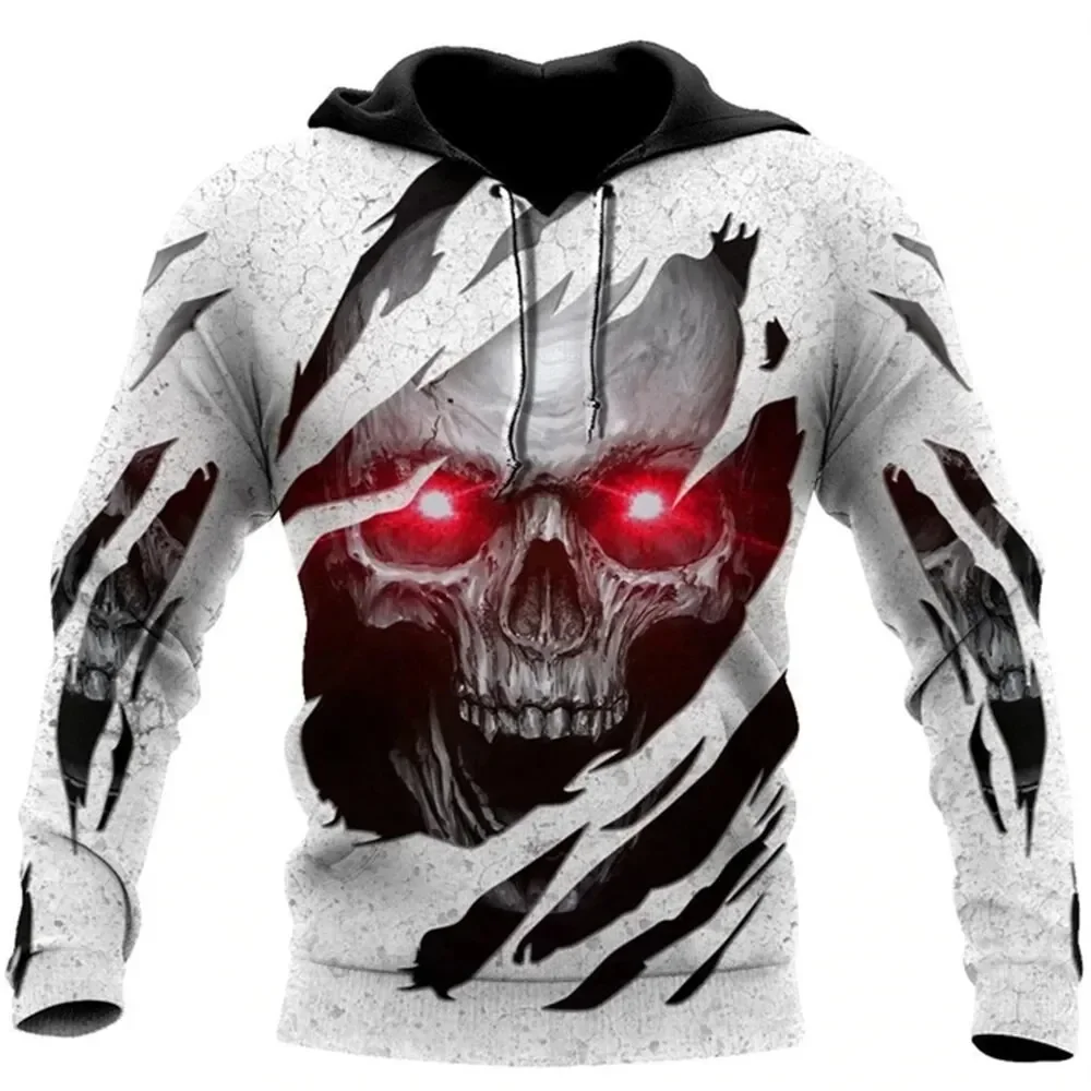 

Fashion retro 3D skull print men's hooded sweatshirt street Harajuku niche hooded sweatshirt loose autumn and winter comfortable