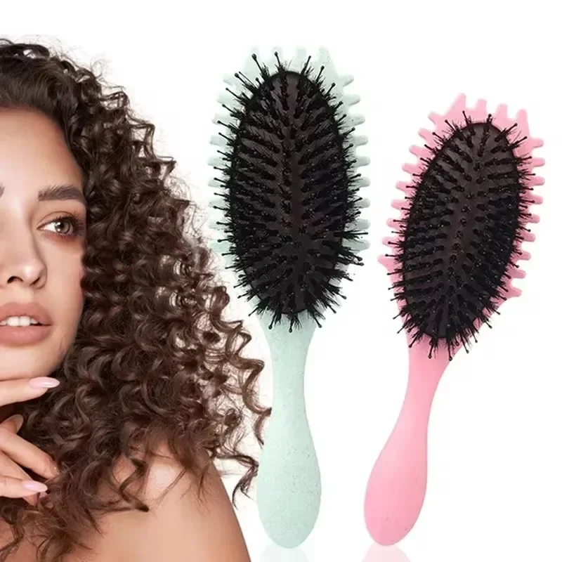 Curl Define Styling Brush Boar Bristle Detangling Hair Brush Tangled Hair Comb Shaping Defining Curls Barber Styling Tool