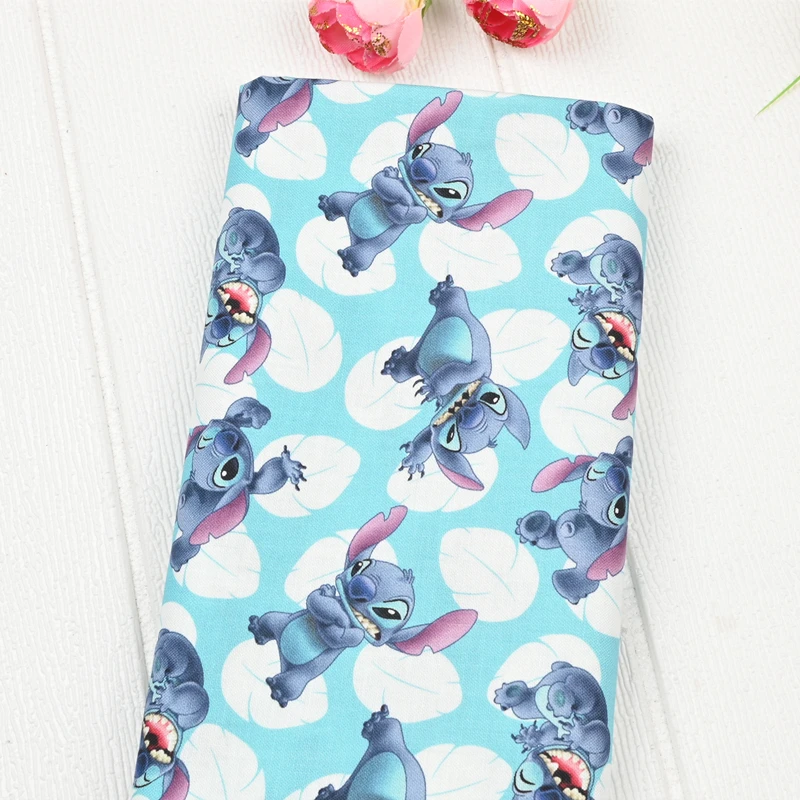 Width 1.1 Meter Cartoon Disney Stitch Cotton Fabric For Sewing Patchwork DIY Quilting Fabrics Sew Child Clothes Dress Material