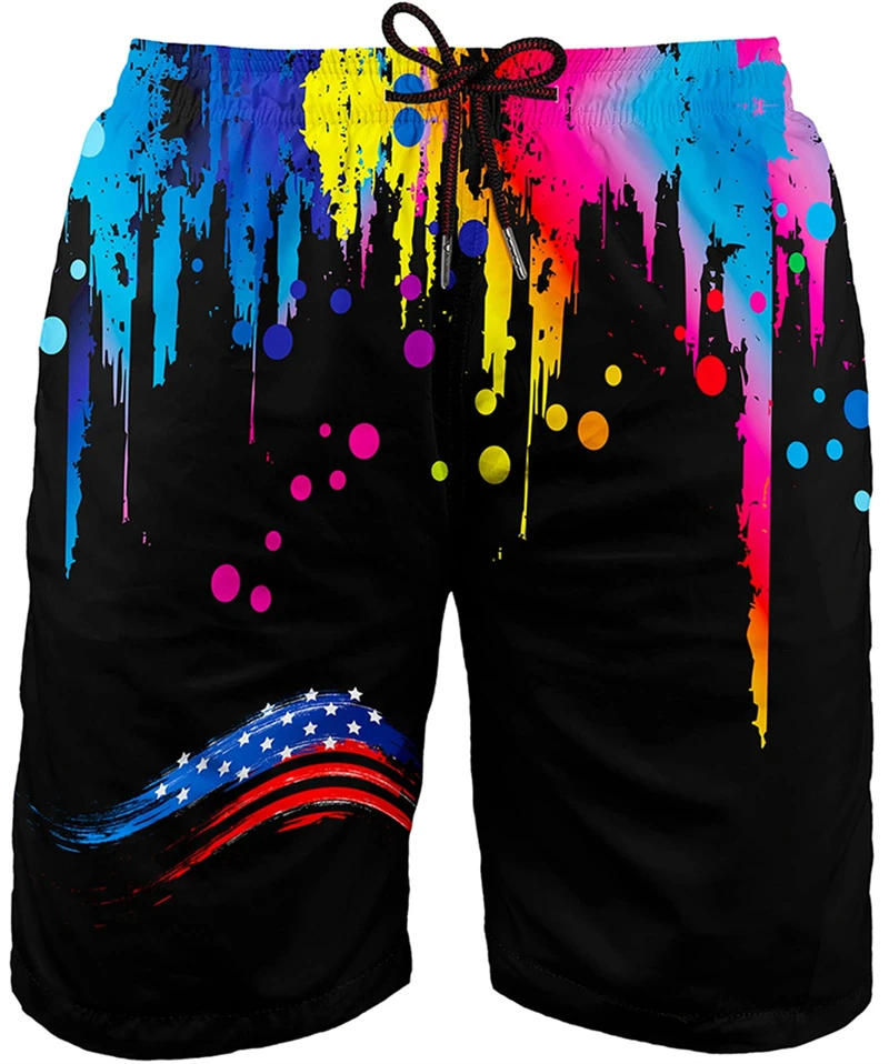 Summer Painting Art 3D Printing Mens Swimwear Swim Shorts Trunks Beach Board Shorts Swimming Pants Swimsuits Running Sports Mens