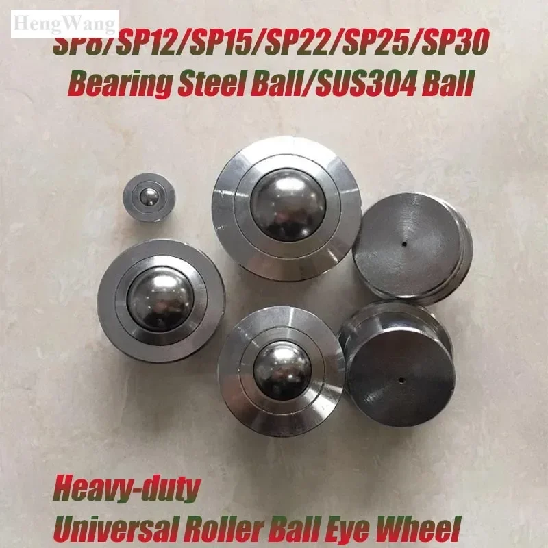 Stainless Steel Heavy-Duty Ball Transfer Unit SP8/15/22/25/30 360° Rotation Ball Bearing BP45B Nylon Ball Caster
